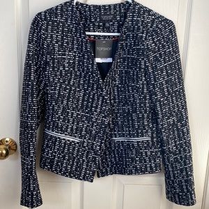Topshop black and white fitted tweed jacket